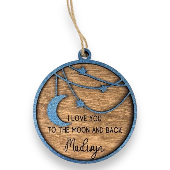 Custom Engraved Ornament I Love You To The Moon And Back - Picture 4 of 5